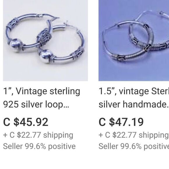 Vintage 90s Silver Hoop earrings - Picture 11 of 13